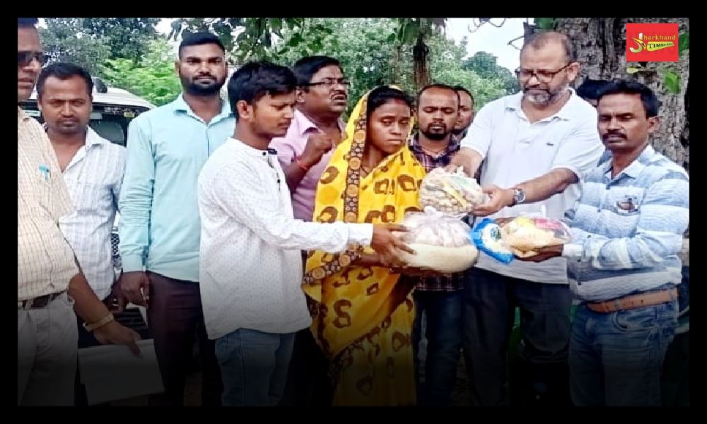 Food items given by NTPC to the families troubled by the herd of elephants in Barkagaon